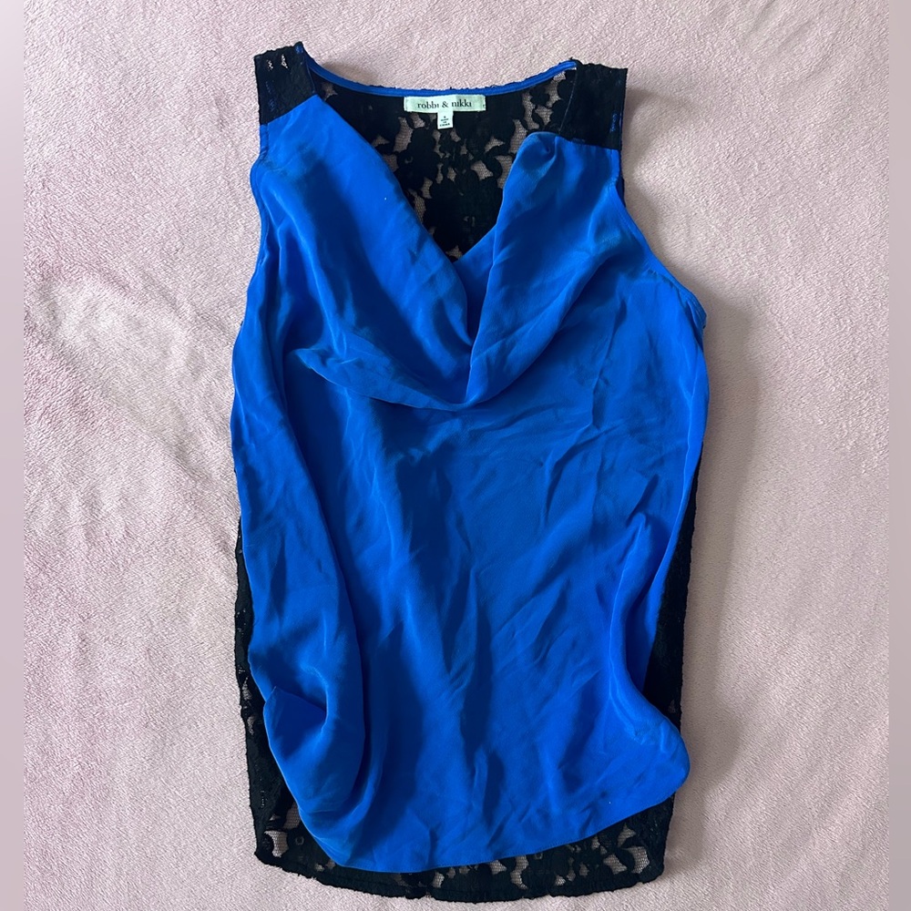 Robbi & Nikki by Robert Rodriguez Royal Blue Lace Blouse